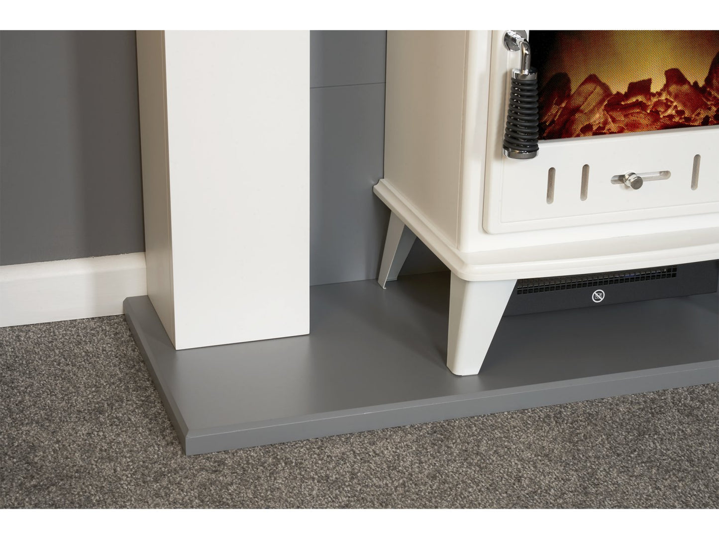 Adam Huxley Pure White & Grey + Aviemore Electric Stove White Enamel, 39"