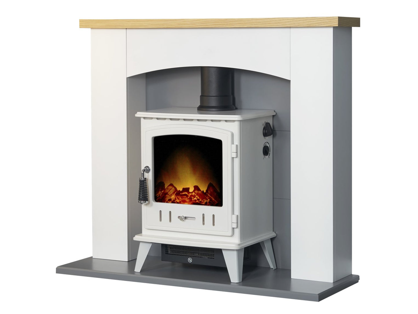 Adam Huxley Pure White & Grey + Aviemore Electric Stove White Enamel, 39"