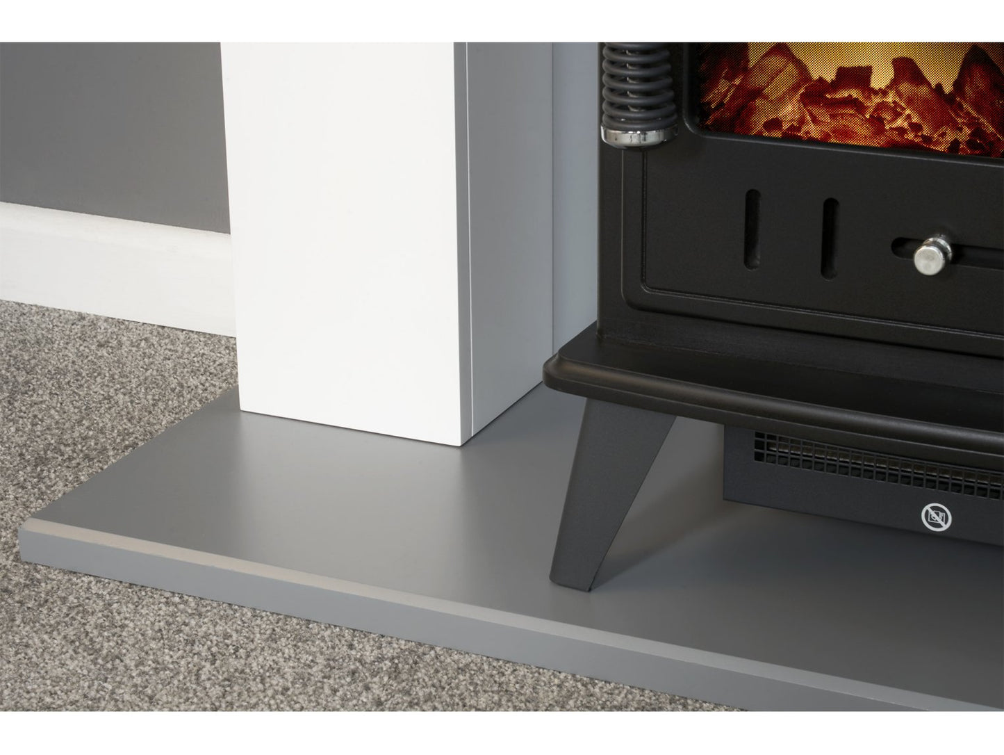 Adam Huxley Pure White & Grey + Aviemore Electric Stove Black, 39"