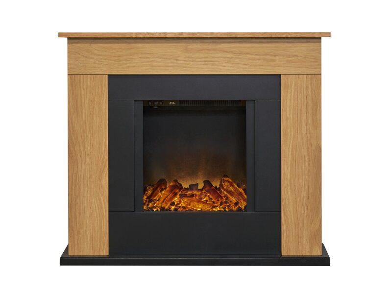 Adam Idaho Electric Fireplace Suite in Oak & Black, 32 Inch