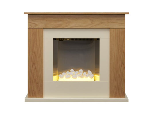 Adam Idaho Electric Fireplace Suite in Oak & Cream, 32 Inch