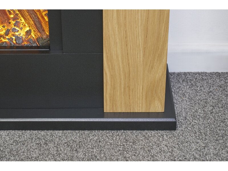 Adam Idaho Electric Fireplace Suite in Oak & Black, 32 Inch