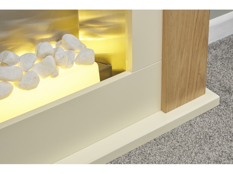 Adam Idaho Electric Fireplace Suite in Oak & Cream, 32 Inch
