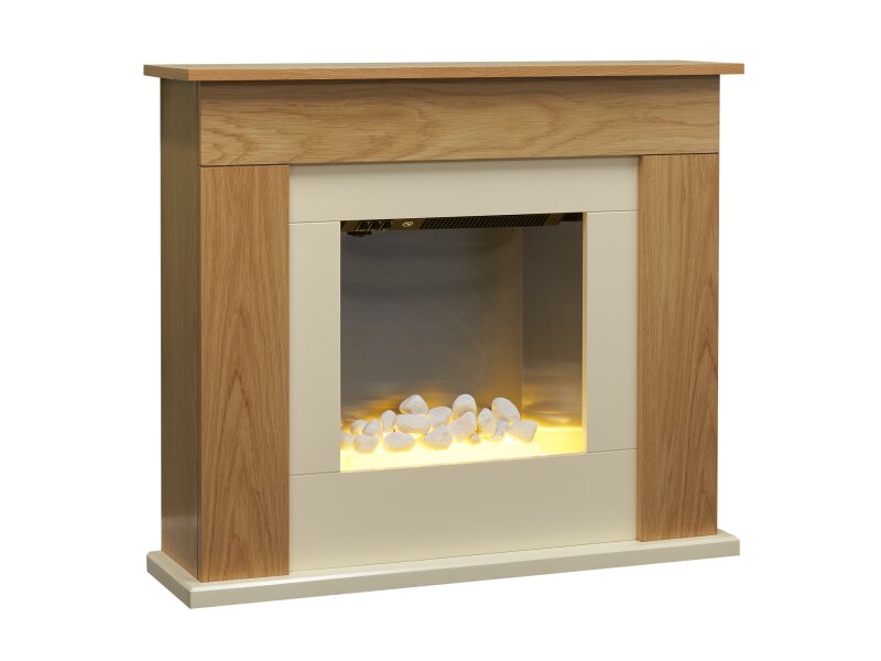 Adam Idaho Electric Fireplace Suite in Oak & Cream, 32 Inch