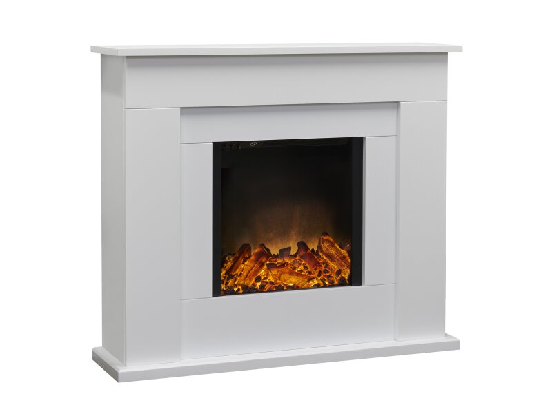 Adam Idaho Electric Fireplace Suite in White, 32 Inch