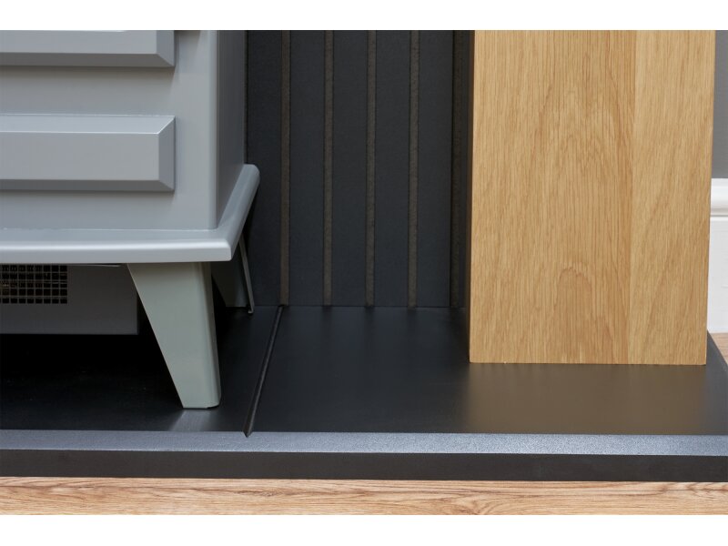 Adam Innsbruck Stove Fireplace in Oak with Hudson Electric Stove in Grey, 45 Inch