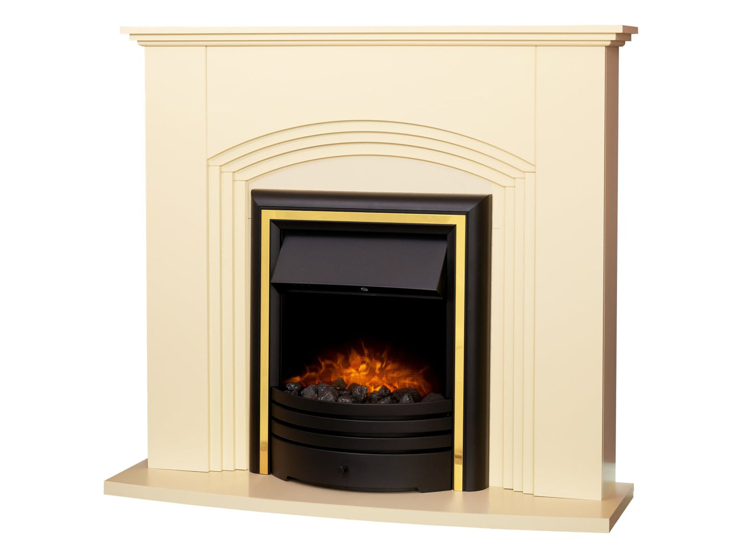 Adam Kirkdale Fireplace Cream + Cambridge 6-in-1 Electric Fire Black, 45"