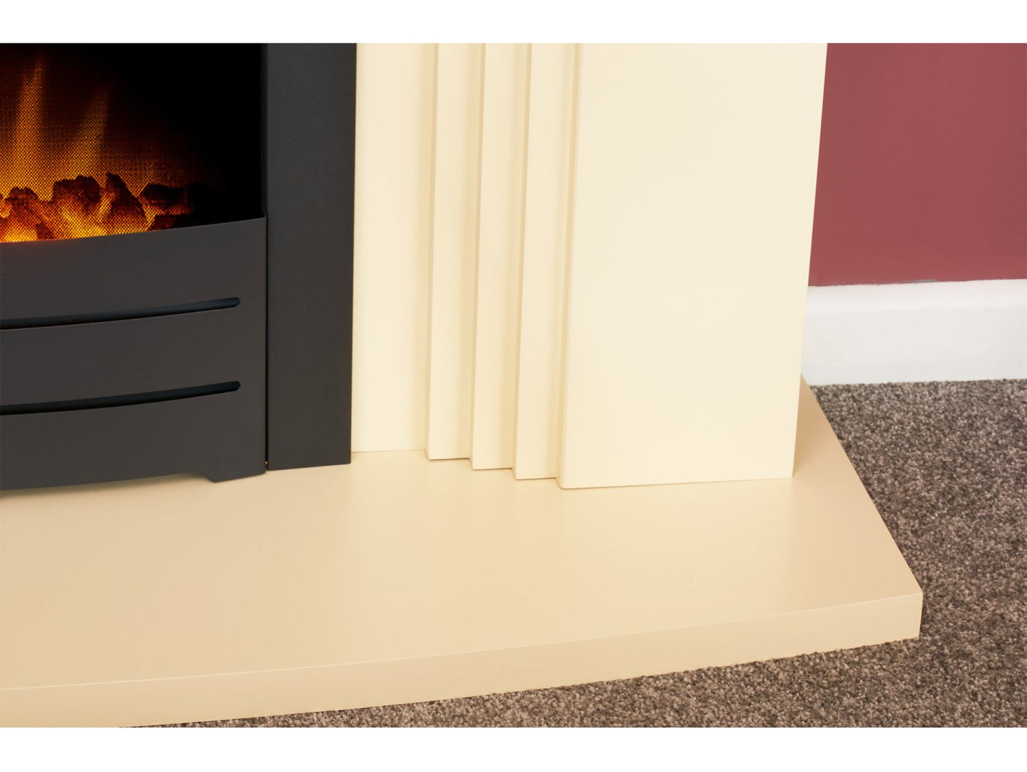 Adam Kirkdale Fireplace Cream + Colorado Electric Fire Black, 45"