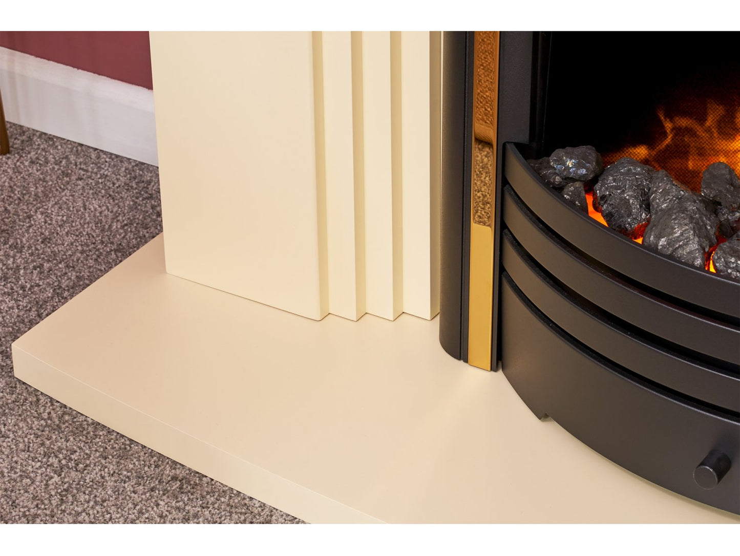 Adam Kirkdale Fireplace Cream + Cambridge 6-in-1 Electric Fire Black, 45"