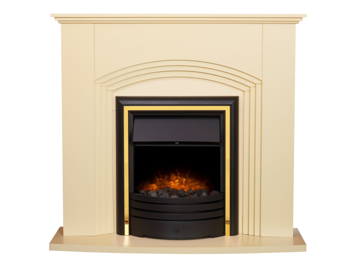 Adam Kirkdale Fireplace in Cream with Cambridge 6-in-1 Electric Fire in Black, 45 Inch