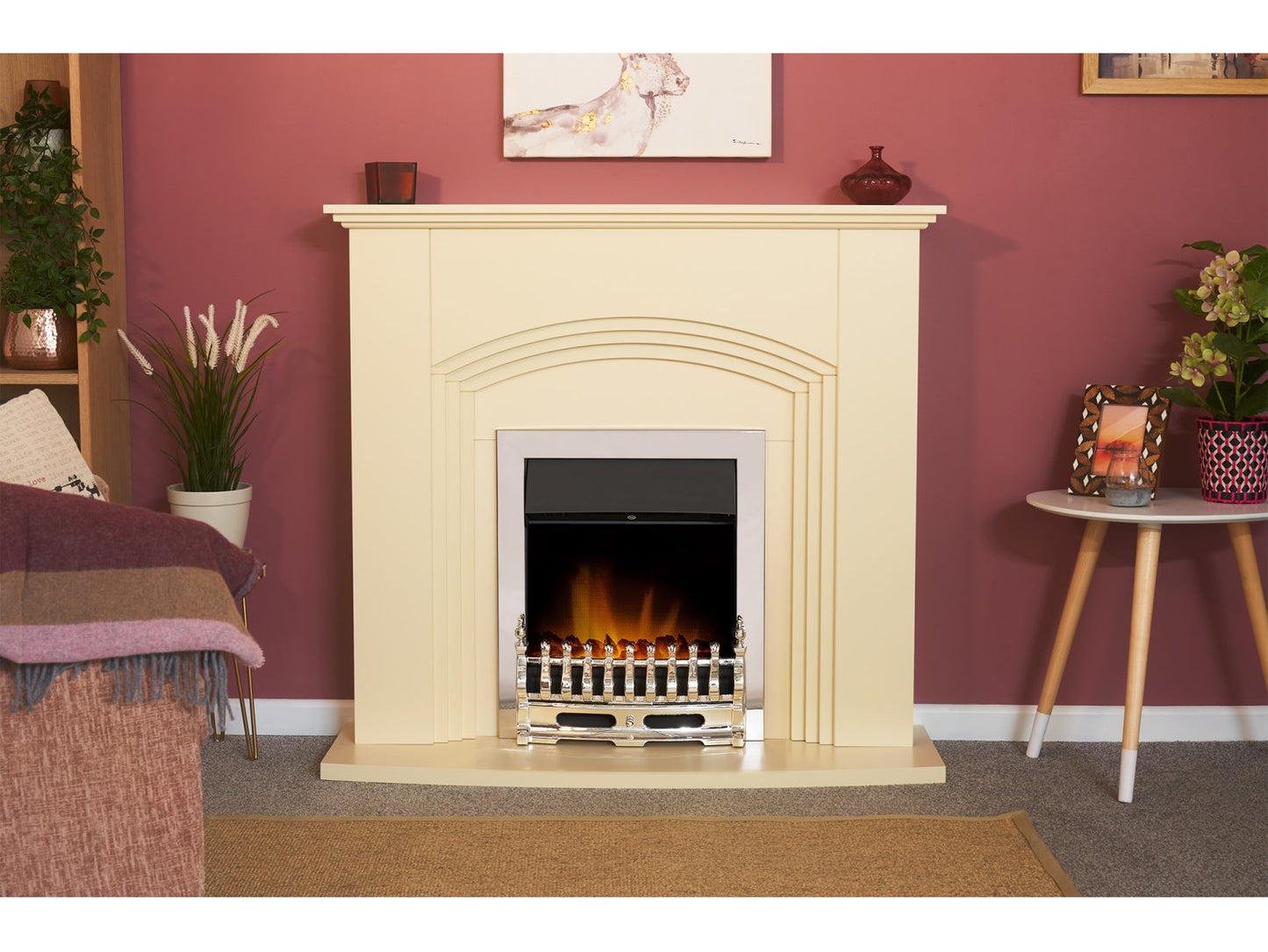 Adam Kirkdale Fireplace Cream + Blenheim Electric Fire Chrome, 45"