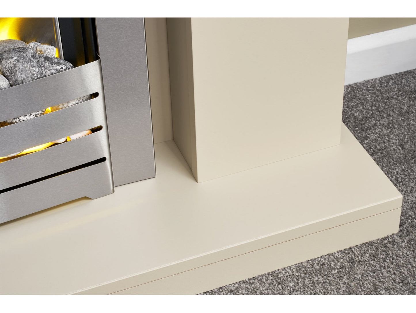Adam Lomond Fireplace Stone Effect + Helios Electric Fire Brushed Steel, 39"