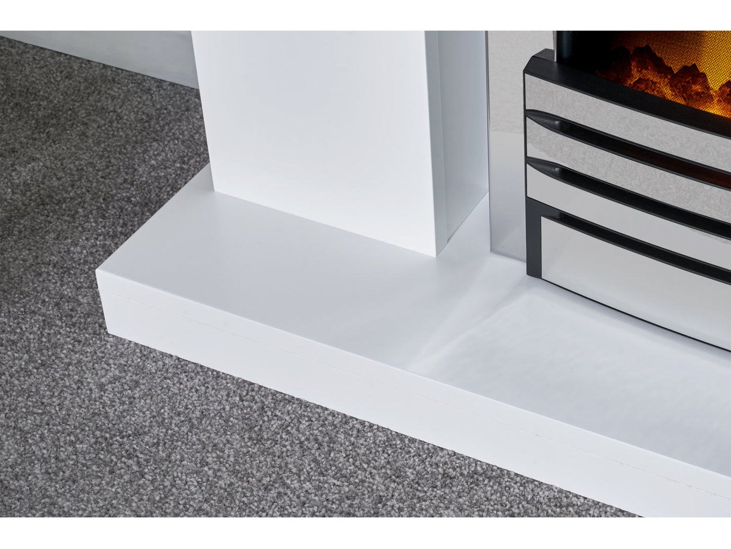 Adam Lomond Fireplace Suite Pure White + Eclipse Electric Fire Chrome, 39"