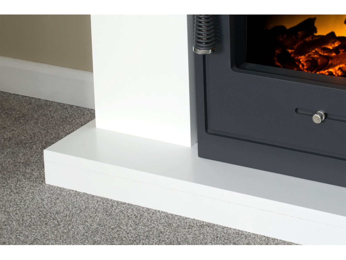 Adam Lomond Fireplace Suite Pure White + Oslo Electric Fire Black, 39"