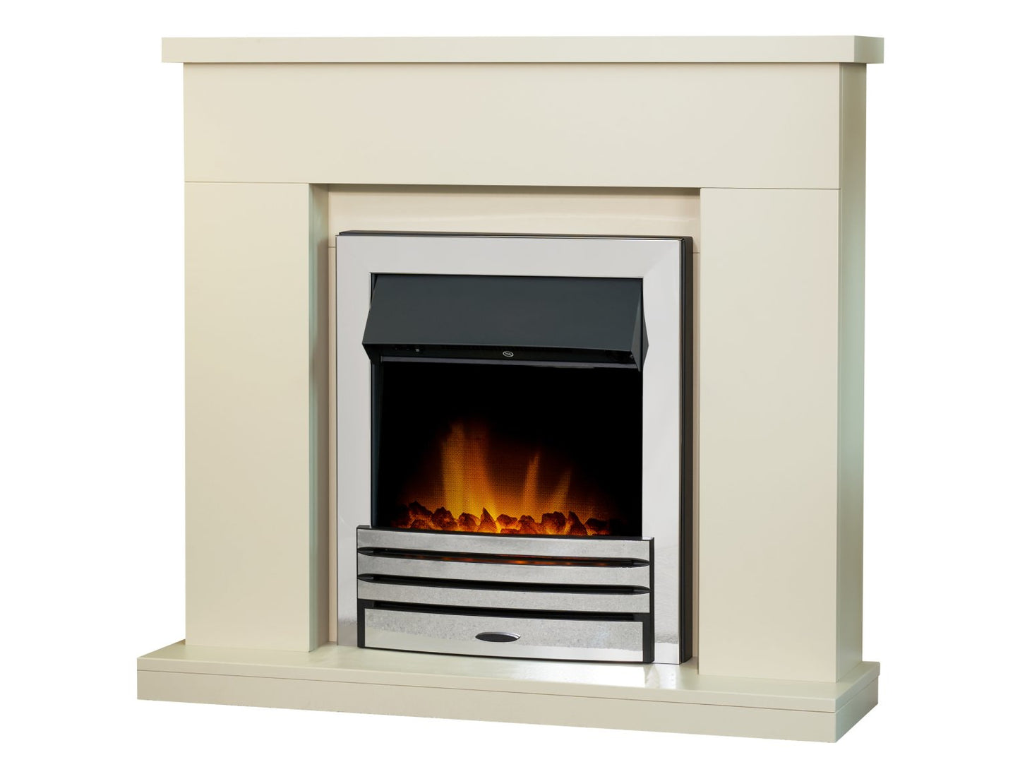 Adam Lomond Fireplace Stone Effect + Eclipse Electric Fire Chrome, 39"