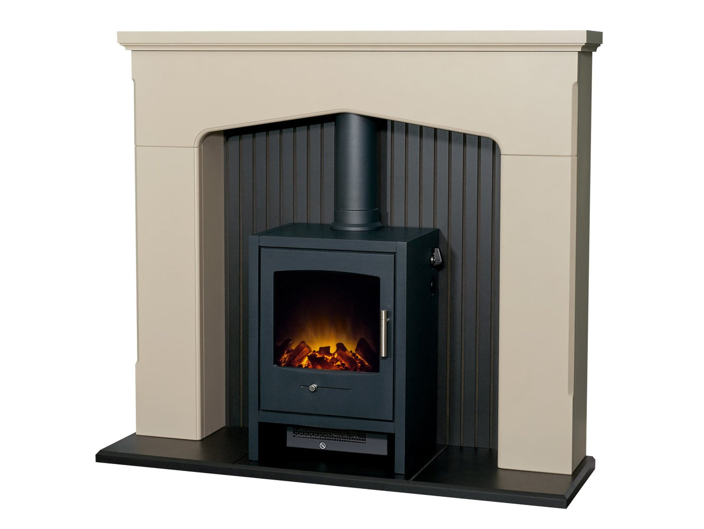 Adam Ludlow Stove Fireplace Stone Effect + Bergen Electric Stove Charcoal Grey, 48"