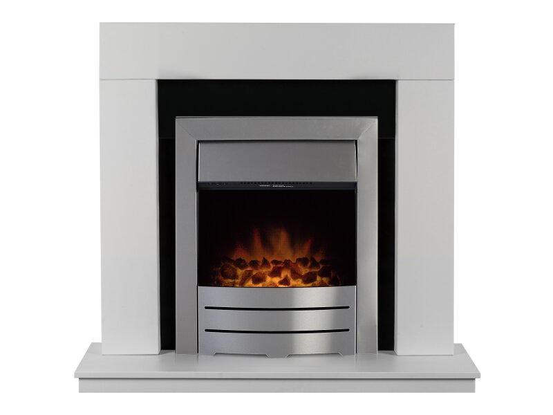 Adam Malmo Pure White & Black/Pure White + Colorado Electric Fire Brushed Steel, 39"