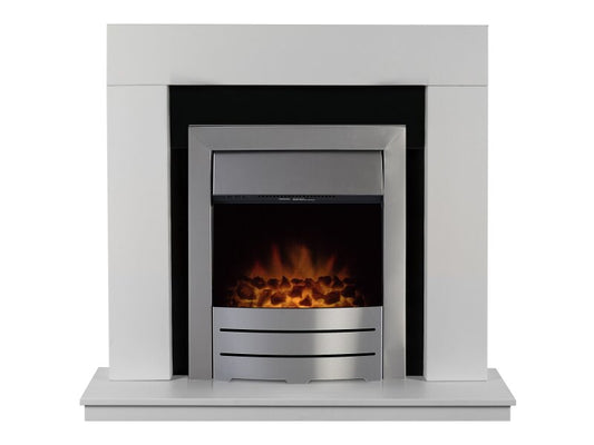 Adam Malmo Pure White & Black/Pure White + Colorado Electric Fire Brushed Steel, 39"