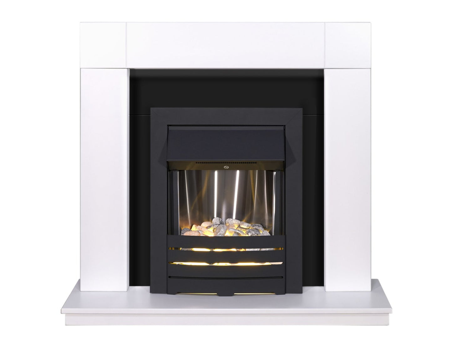 Adam Malmo Pure White & Black/Pure White + Helios Electric Fire Black, 39"