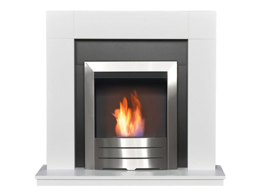 Adam Malmo Pure White & Black/Pure White + Colorado Bio Ethanol Fire Brushed Steel 39"