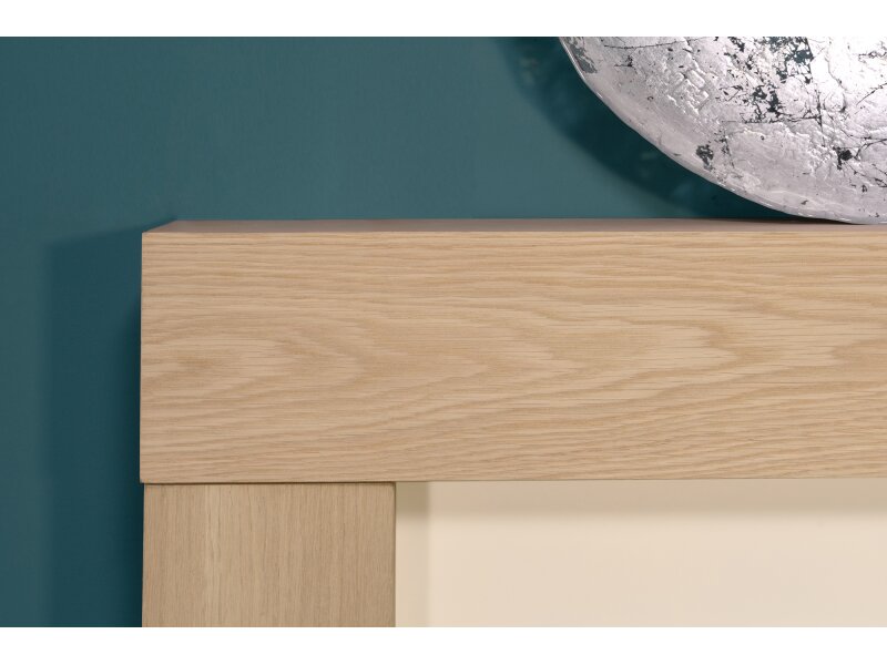 Adam Malmo Fireplace Suite Oak + Helios Electric Fire Brushed Steel, 39"