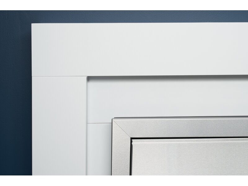 Adam Malmo Pure White + Helios Electric Fire Brushed Steel, 39"