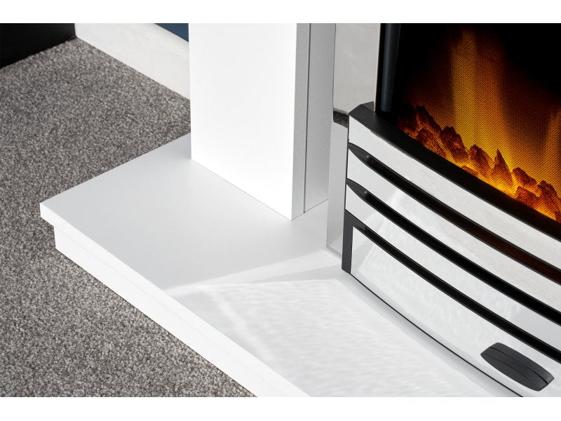 Adam Malmo Pure White & Black + Eclipse Electric Fire in Chrome