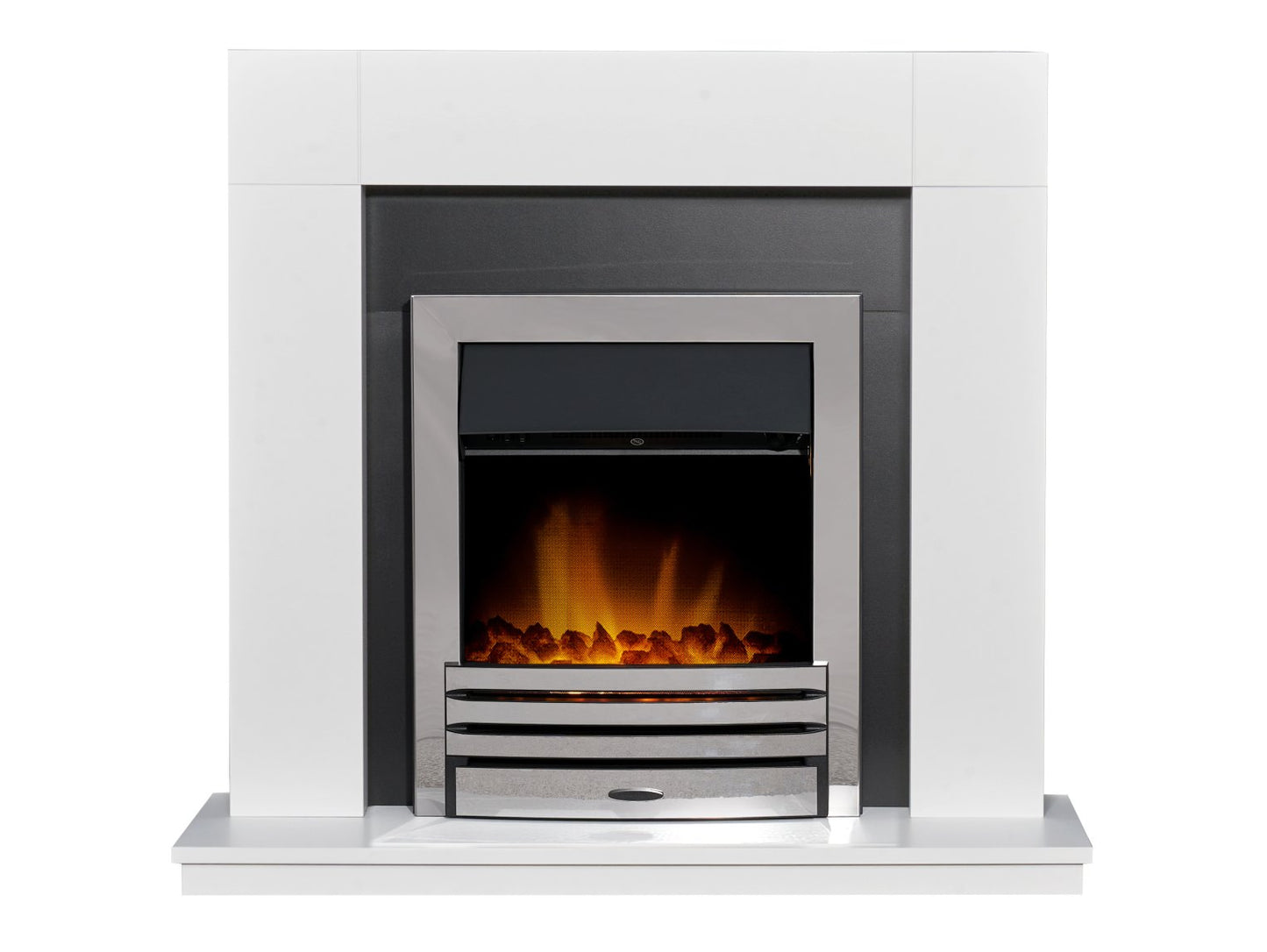 Adam Malmo Pure White & Black + Eclipse Electric Fire in Chrome