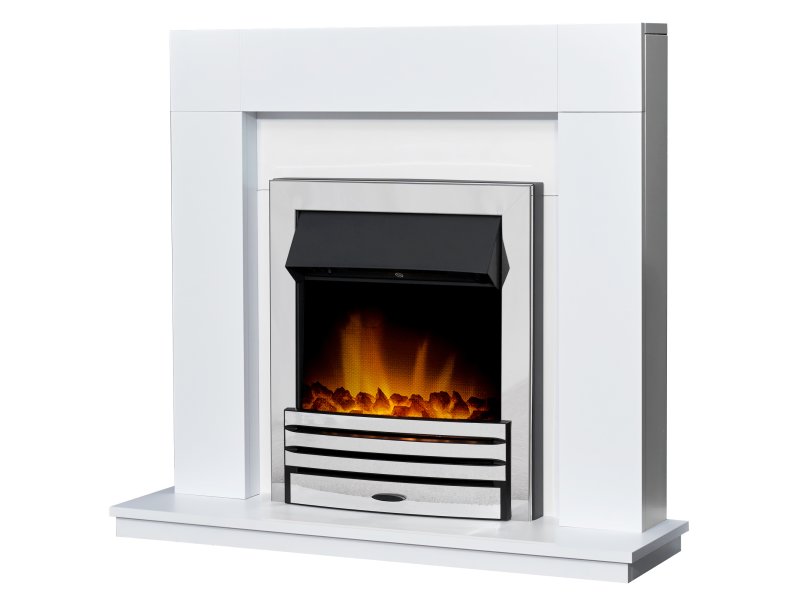 Adam Malmo Pure White & Black + Eclipse Electric Fire in Chrome