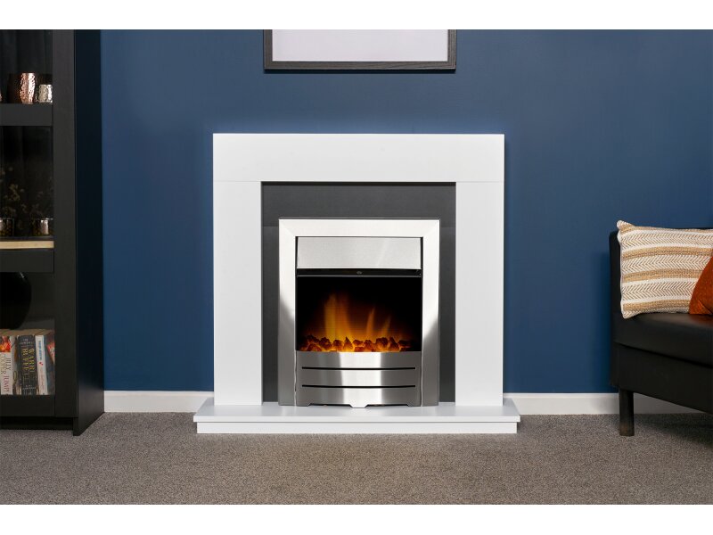 Adam Malmo Pure White & Black/Pure White + Colorado Electric Fire Brushed Steel, 39"