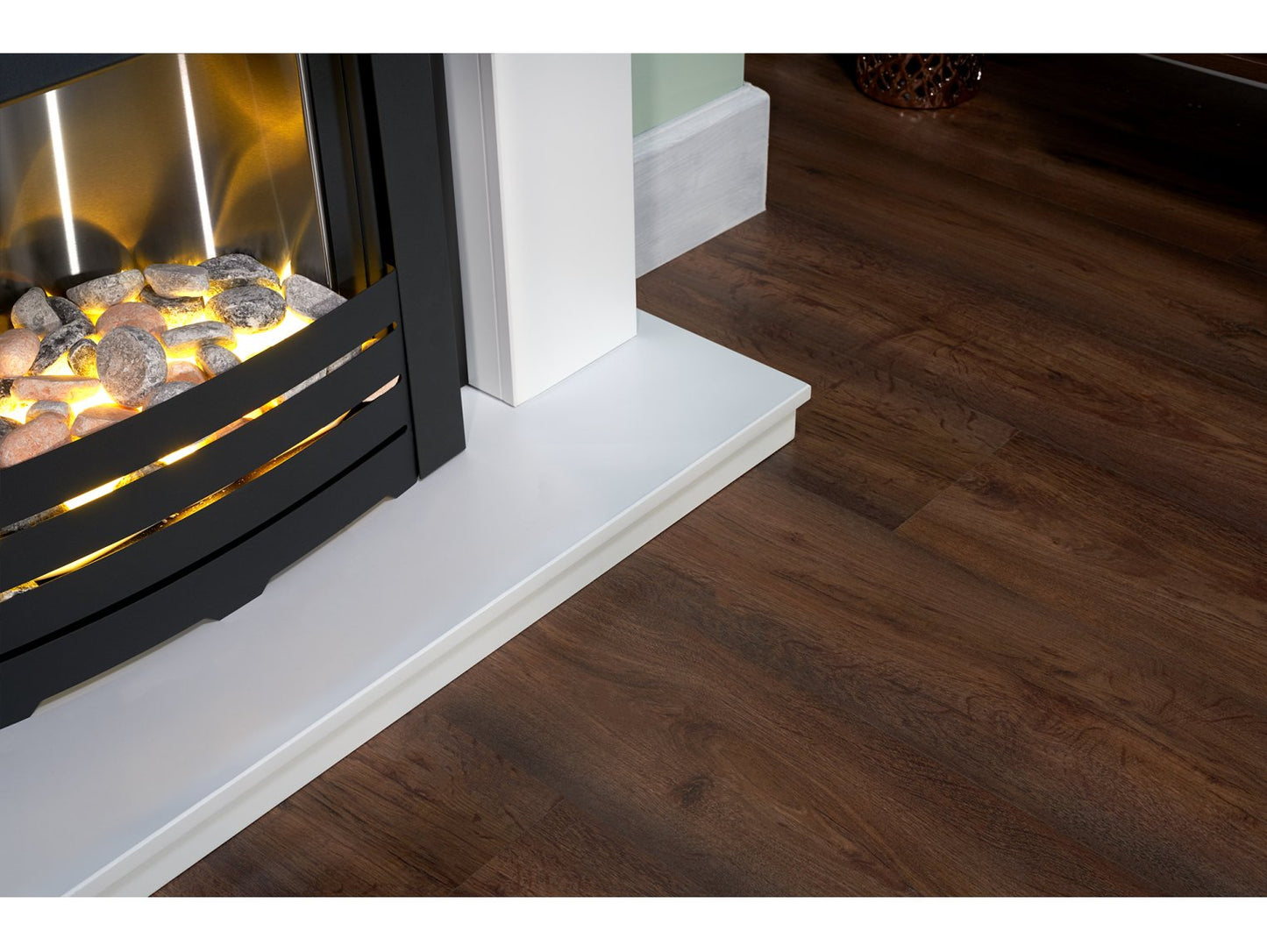 Adam Malmo Pure White & Black/Pure White + Helios Electric Fire Black, 39"