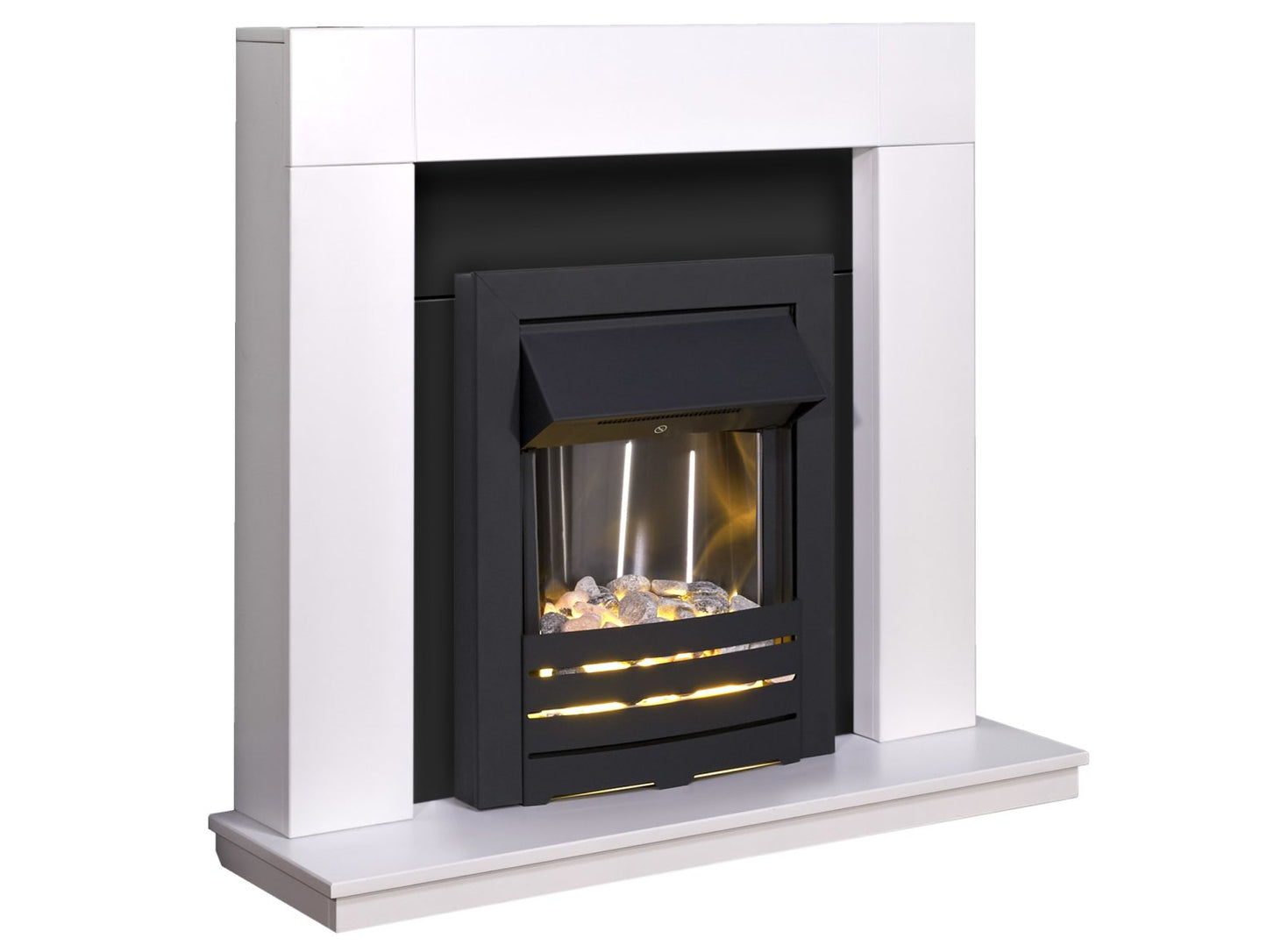 Adam Malmo Pure White & Black/Pure White + Helios Electric Fire Black, 39"