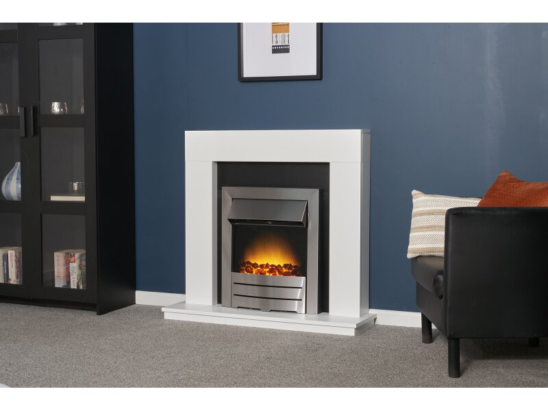 Adam Malmo Pure White & Black/Pure White + Colorado Electric Fire Brushed Steel, 39"