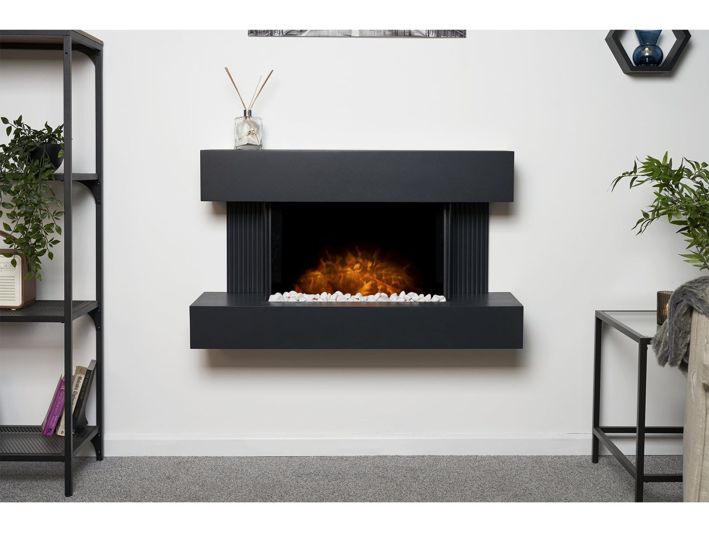 Adam Manola Charcoal Grey Wall Mounted Electric Fire Suite