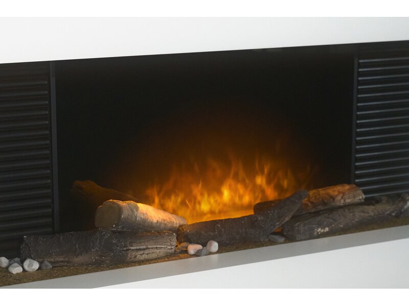 Adam Manola XLS Electric Fireplace Suite in Pure White, 48 Inch
