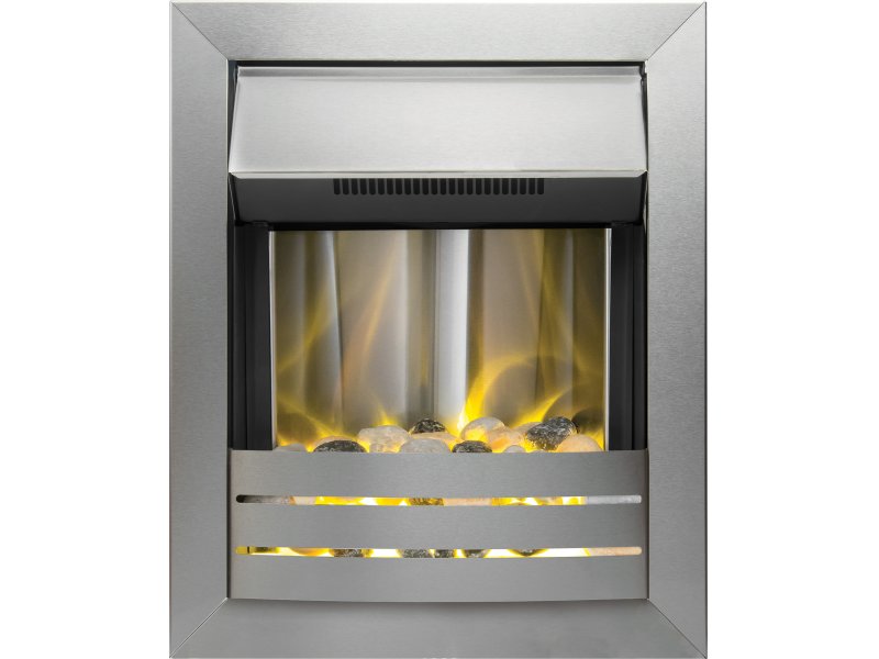 Adam Meridian Wall Mounted Electric Fire with Remote in Brushed Steel