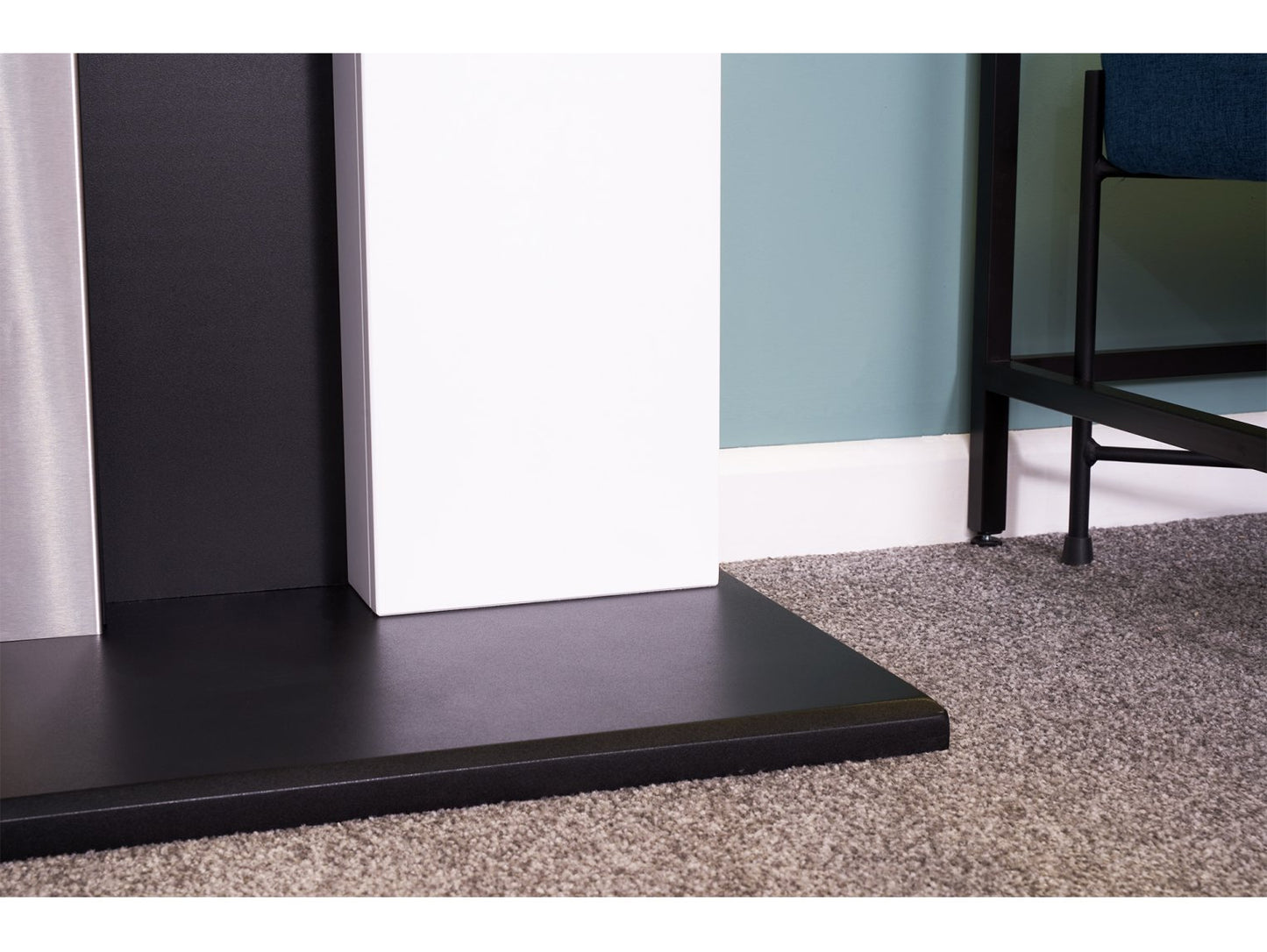 Adam Miami Fireplace Pure White & Black + Comet Electric Fire Brushed Steel, 48"