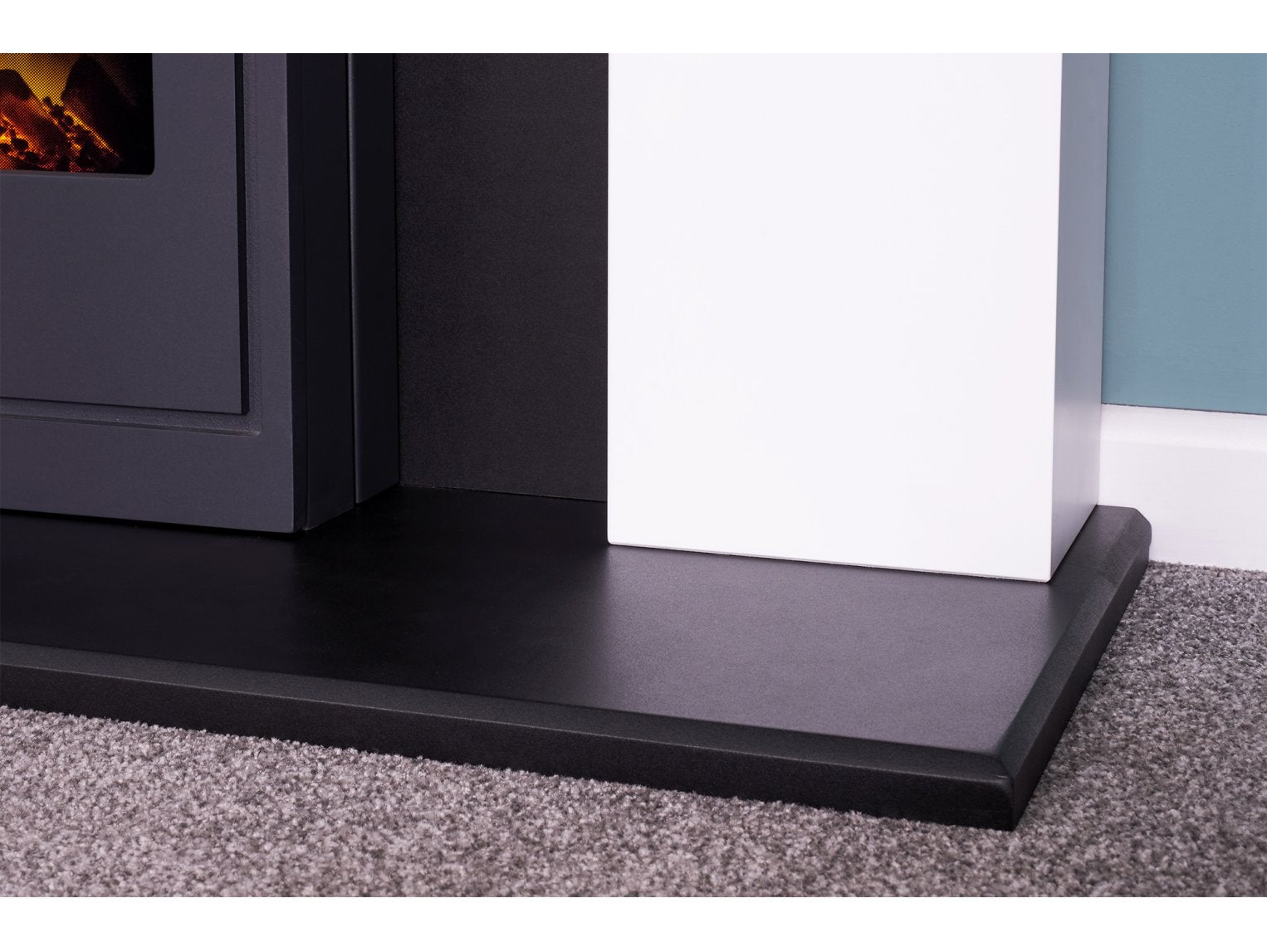 Adam Miami Fireplace Pure White & Black + Oslo Electric Inset Stove Black, 48"