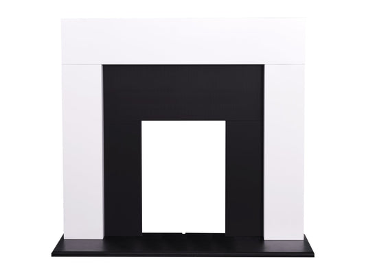 Adam Miami Fireplace Suite in Pure White & Black, 48 Inch