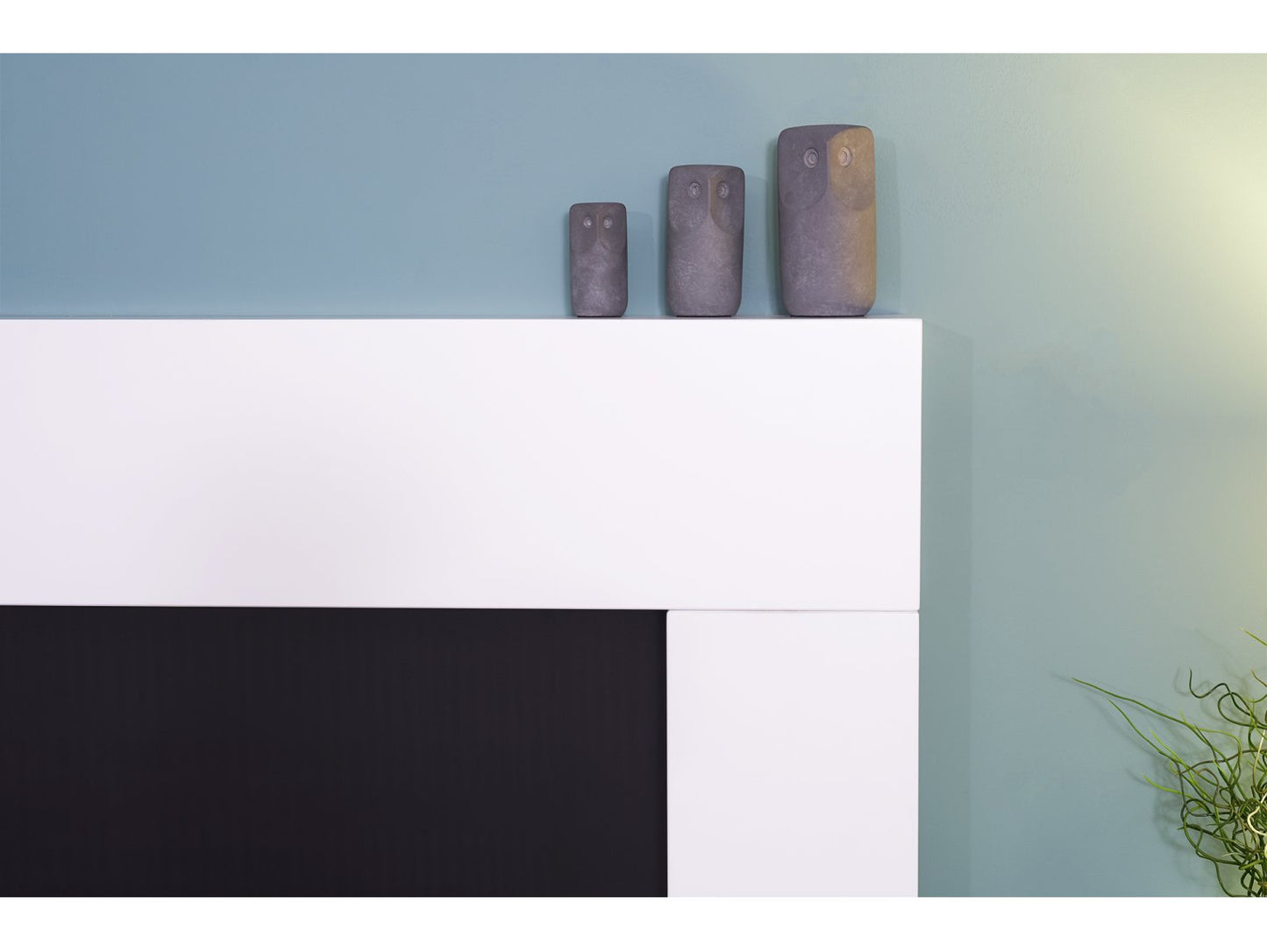 Adam Miami Fireplace Pure White & Black + Oslo Electric Inset Stove Black, 48"