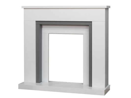 Adam Milan Fireplace in Pure White & Grey, 39 Inch