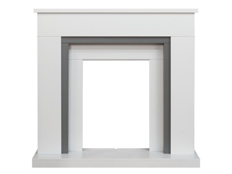 Adam Milan Fireplace in Pure White & Grey, 39 Inch