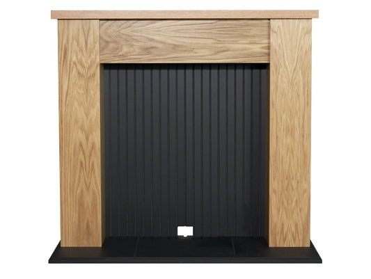 Adam New England Stove Fireplace in Oak & Black, 48 Inch