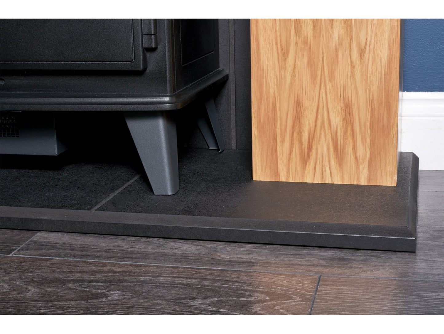 Adam New England Stove Fireplace Oak & Black + Woodhouse Electric Stove Black, 48"
