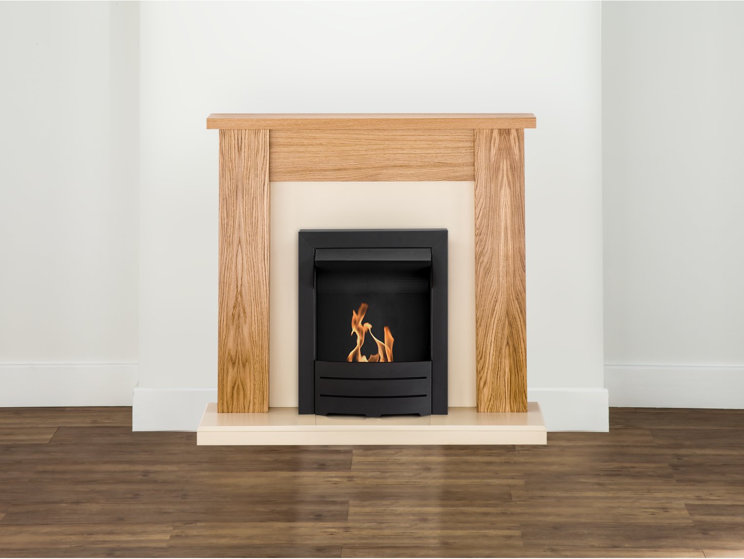 Adam New England Fireplace Suite Oak + Colorado Bio Ethanol Fire Black, 48"