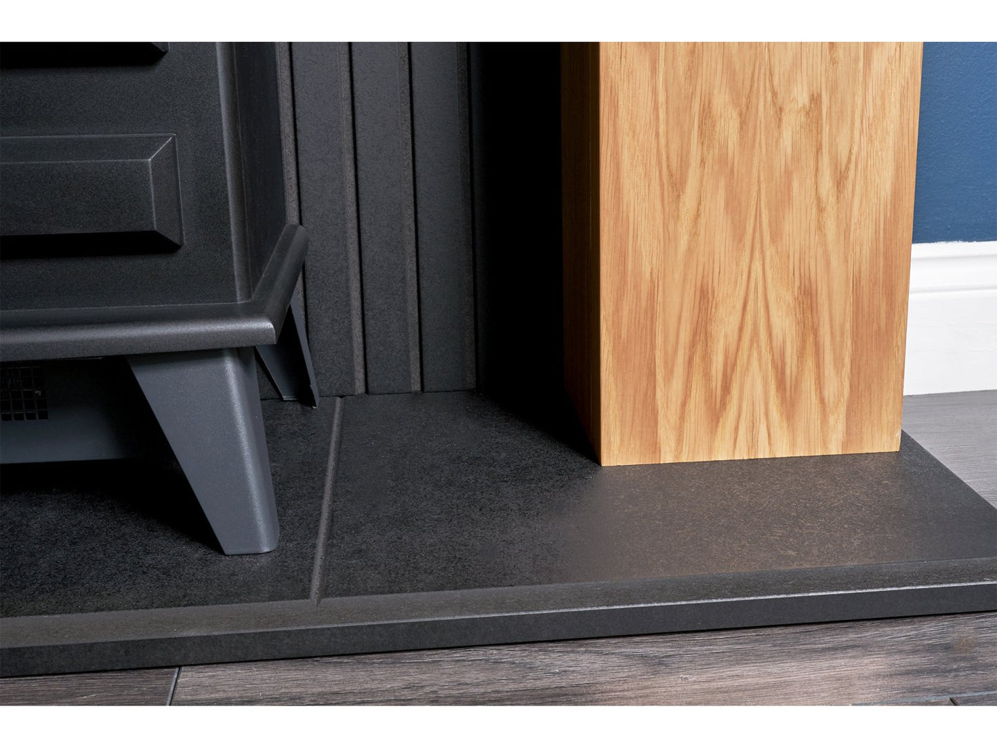 Adam New England Stove Fireplace Oak & Black + Hudson Electric Stove Black, 48"