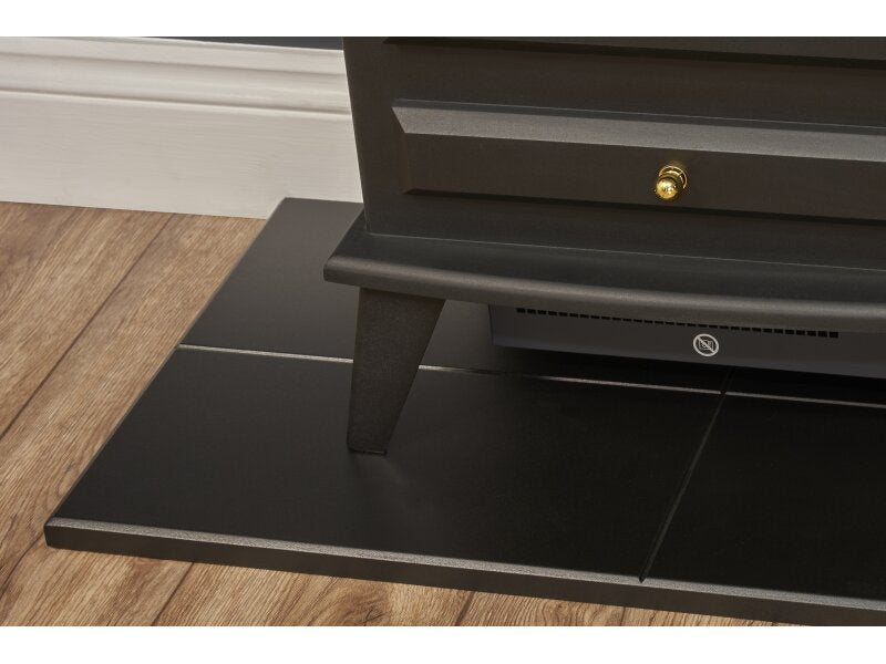 Adam Oak Beam, Hearth & Stove Pipe with Aviemore Stove in Black