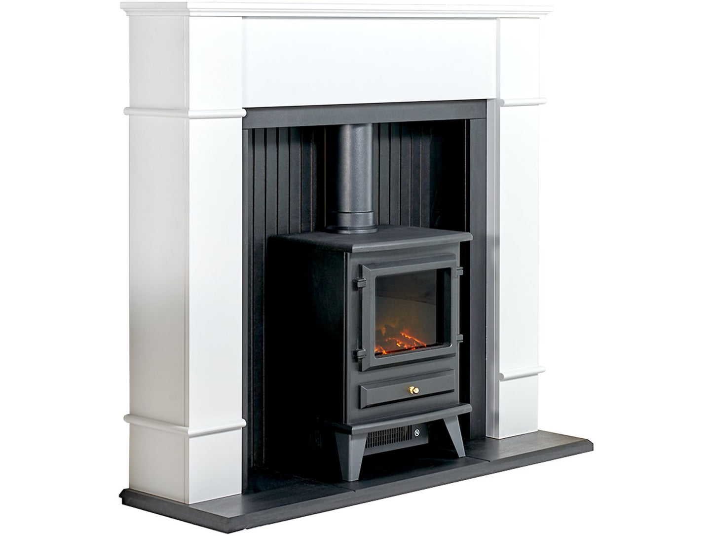 Adam Oxford Stove Suite Pure White + Hudson Electric Stove Black, 48"
