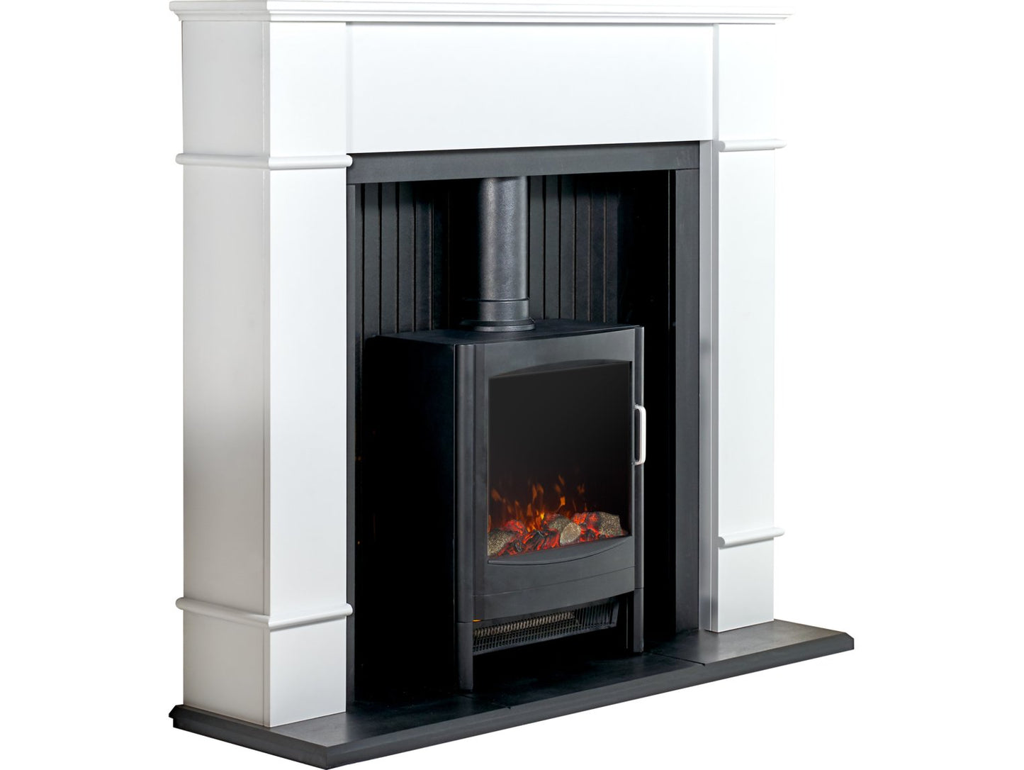 Adam Oxford Stove Suite Pure White + Keston Electric Stove Black, 48"