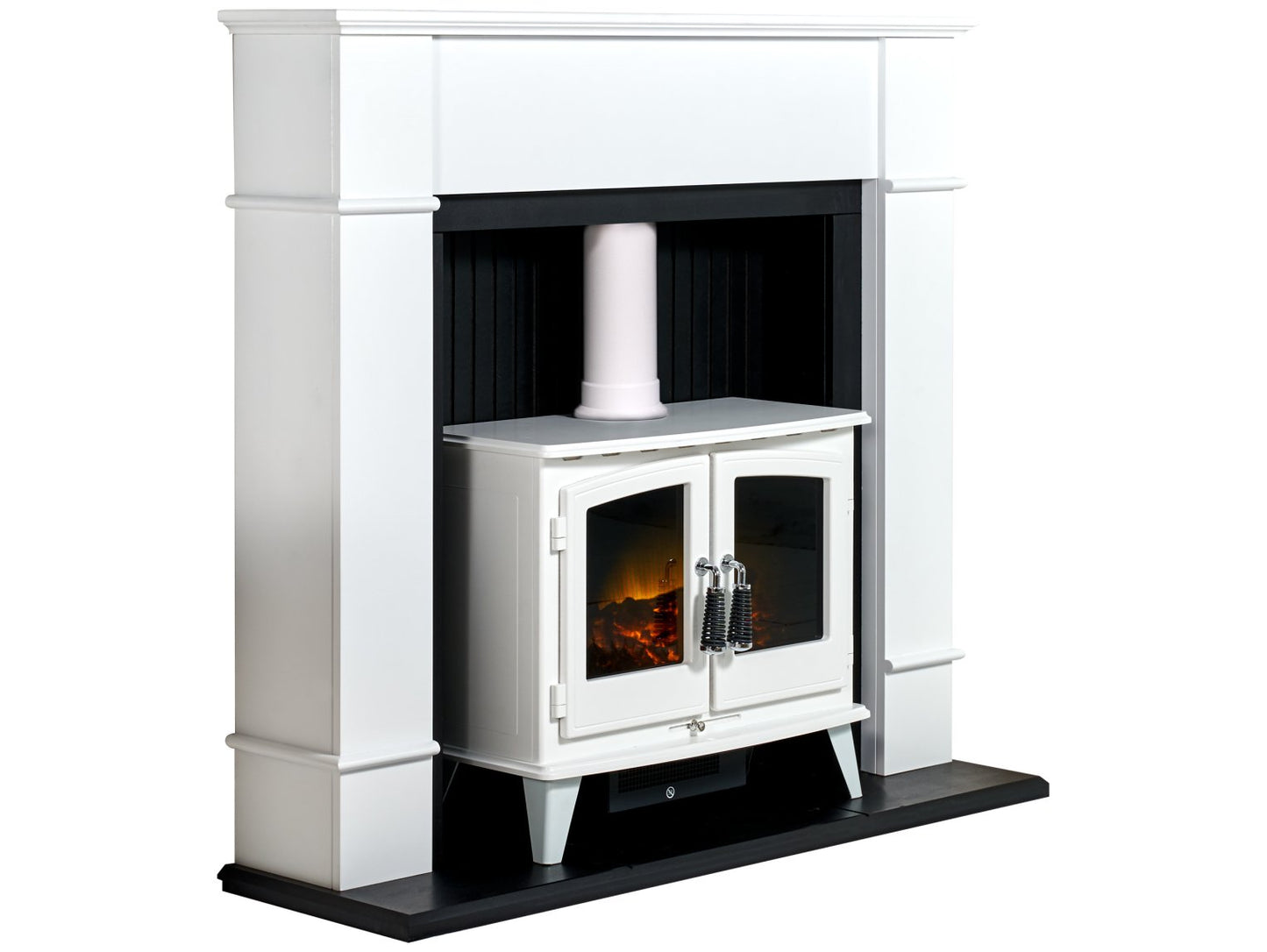 Adam Oxford Stove Suite Pure White + Woodhouse White Electric Stove, 48"